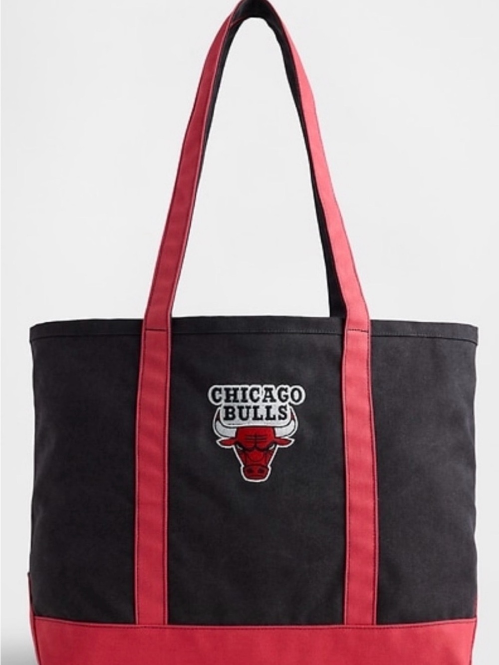 GAP Chicago Bulls Black Red Logo Large Canvas Tote Team Shoulder Bag